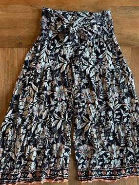 Angie Black Floral Tiered Maxi Skirt with Cream and Light Pink Accents